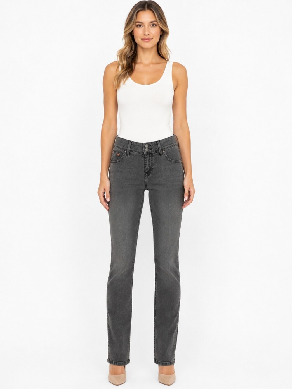 Hudson Collin Skinny Jeans Charcoal Gray‎ Mid Rise Stretch Size 27